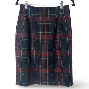 David N – Women’s Vintage 100% Wool Tartan Plaid Pencil Skirt Black Red – Sz. 8